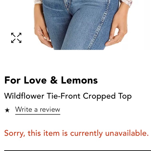 NEW For Love & Lemons Wildflower Tie-Front Cropped Top - Picture 6 of 6